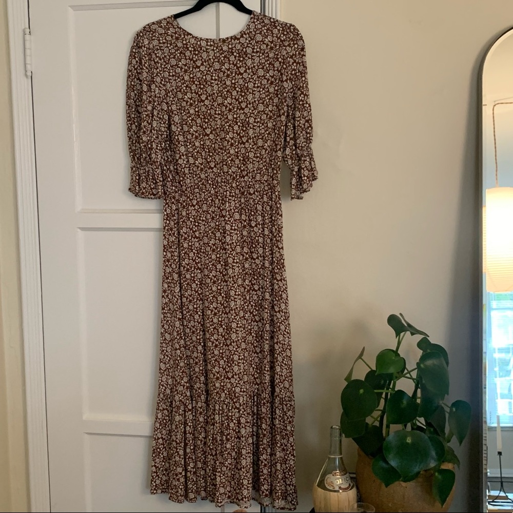 Reformation midi Peasant Dress in